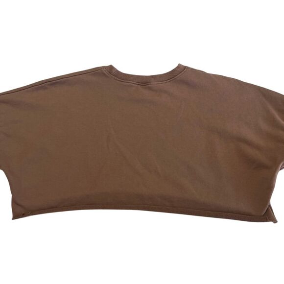 Nude Brand Brown Distressed Crop Top Long Sleeve Sweater, Nude Ripped Crop 470 - Picture 5 of 7